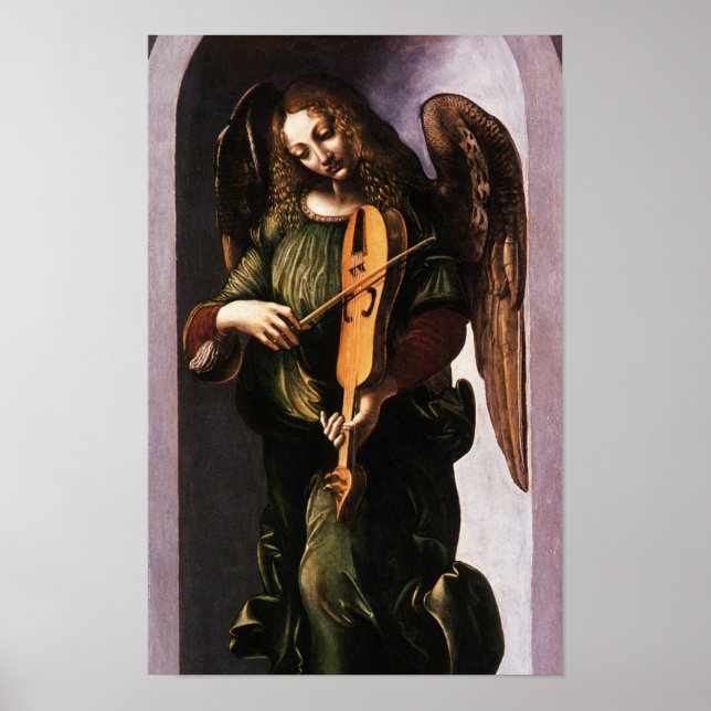 Poster Anjo em Verde com uma Viela por Leonardo da Vinci (Frente)