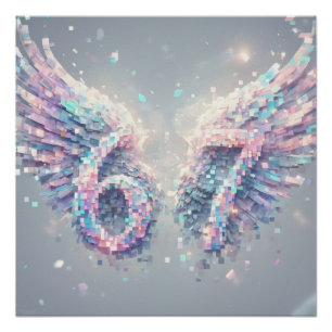 Pôster Anjo Estético Tendência Y2K 2000 Futurista Neon