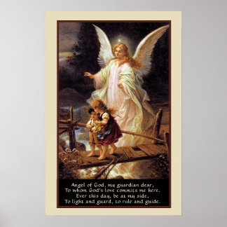 Poster Anjo Guardião, Crianças, Ponte e Poema