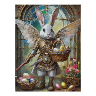 Pôster Anjo Guerreiro Steampunk do Coelho de Páscoa