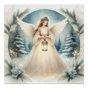 Pôster Anjo Lanterna Celestial de Inverno da Esperança