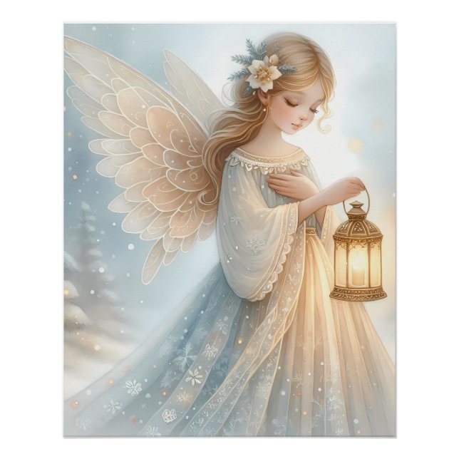 Pôster Anjo Lanterna Celestial de Inverno de Conforto (Frente)
