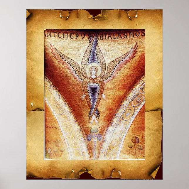 Pôster ANJO MOSAICO, Pergaminho Marrom (Frente)