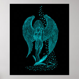 Poster Anjo, perdido no Amor, Design preto e verde
