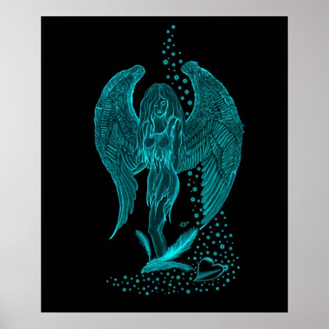 Poster Anjo, perdido no Amor, Design preto e verde (Frente)