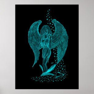 Poster Anjo, perdido no Amor, Design preto e verde