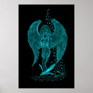 Poster Anjo, perdido no Amor, Design preto e verde