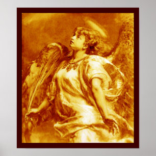 POSTER ANJO ROMÂNTICO COM A PENA NO BRANCO AMARELO