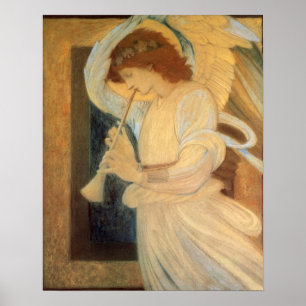 Poster Anjo tocando Flageolet por Burne Jones
