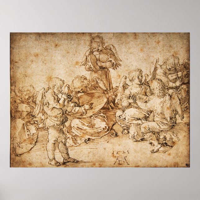 Poster Anjos Fazendo Música por Albrecht Durer (Frente)
