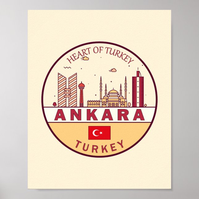 Poster Ankara Turkey City Skyline Emblem (Frente)