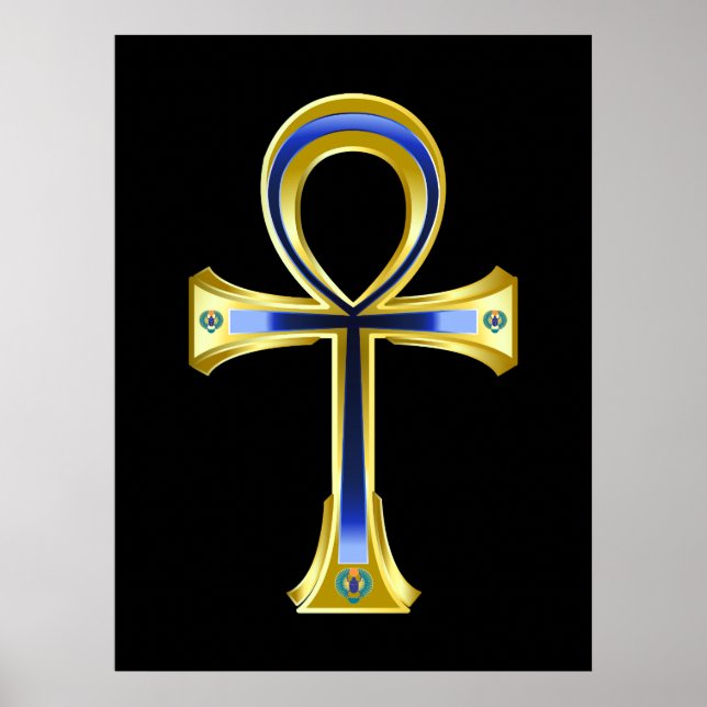 Poster Ankh Egípcio E Scarabs (Frente)