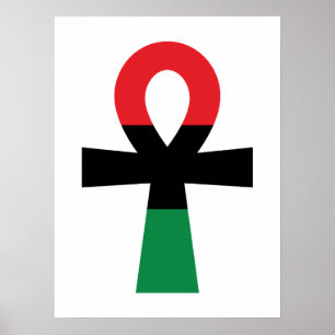 Poster Ankh vermelho, preto & verde