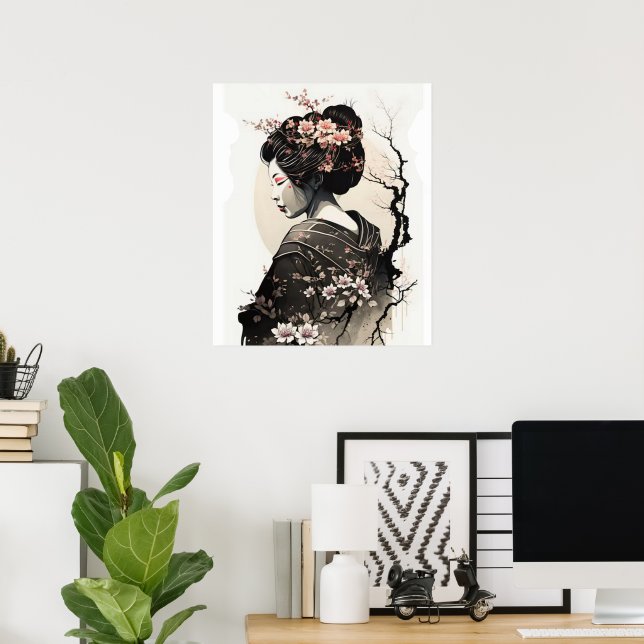 Poster Anmutige japanische Geisha - (Escritório em casa)