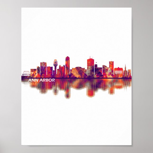 Poster Ann Arbor Michigan Skyline (Frente)