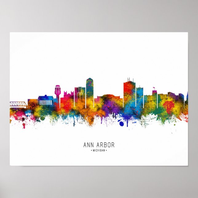 Poster Ann Arbor Michigan Skyline (Frente)