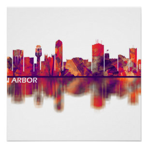 Pôster Ann Arbor Michigan Skyline