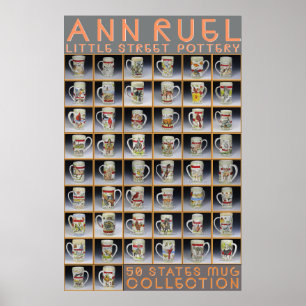 Poster Ann Ruel Pottery - States Mug Collection