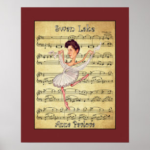 Poster Anna Pavlova ~ P.Tchaikovsky ~ Balé russo ~