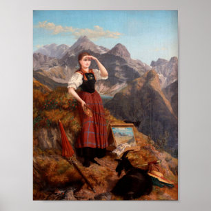 Poster Anna Stainer autorretrato em fantasia de Lechtaler