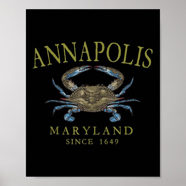 Poster Annapolis Maryland Blue Crab Since 1649 Arched Oli (Frente)