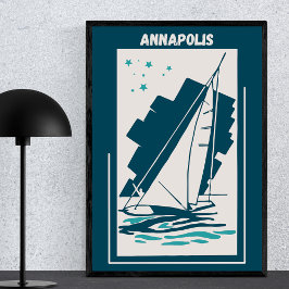 Poster Annapolis, Maryland, Chesapeake - Vintage Sailing