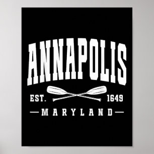 Poster Annapolis Maryland Est. 1649 Remos Cruzados Vela