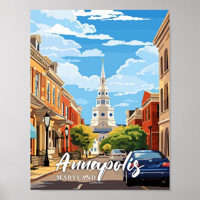Poster Annapolis Maryland Vintage Art Viagem (Frente)