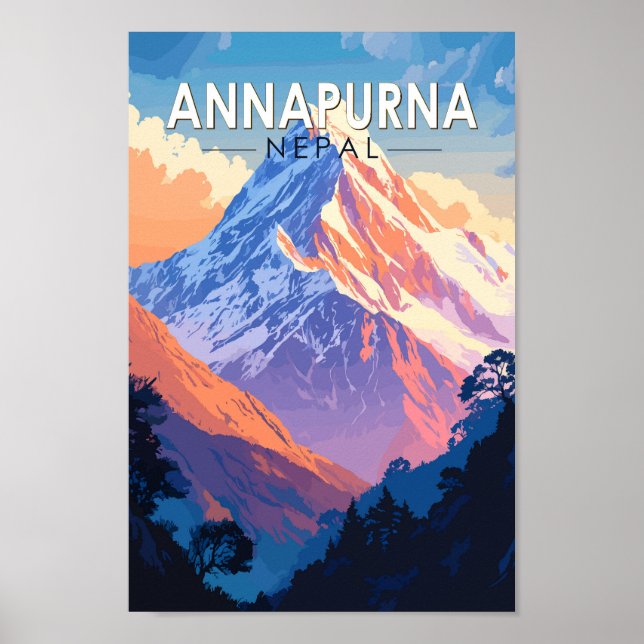 Poster Annapurna Nepal Viagem Art Vintage (Frente)