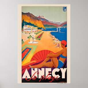 Poster Annecy Auvergne-Rhône-Alpes França Viagens Antigas