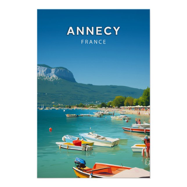 Pôster Annecy, France, Poster style rétro-chic (Frente)