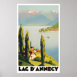 Poster Annecy Lake France viagens vintage
