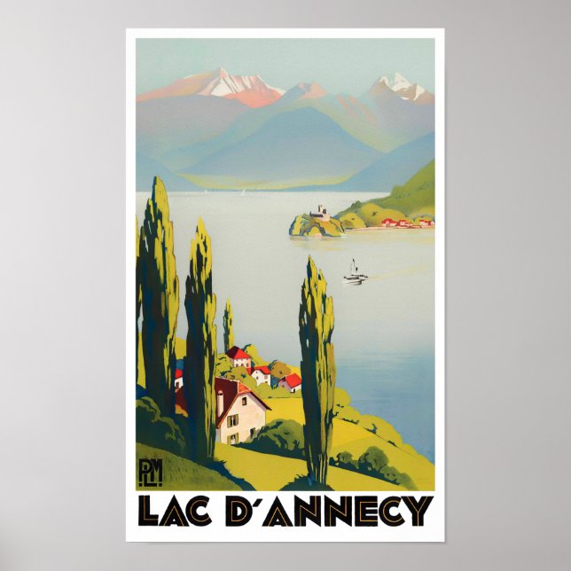 Poster Annecy Lake France viagens vintage (Frente)