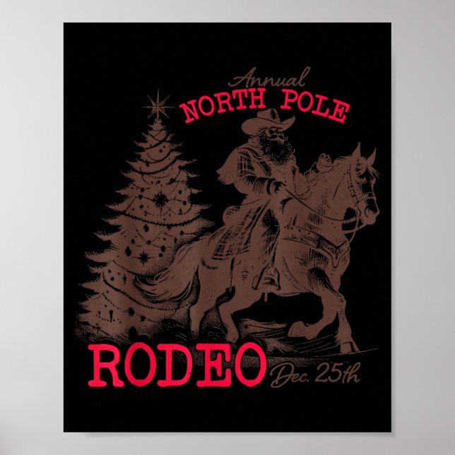 Poster Annual North Le Rodeo Santa Western Cowboy Christm (Frente)