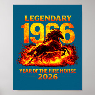 Poster Ano 1966 Cavalo de Fogo Aniversário de 60 anos