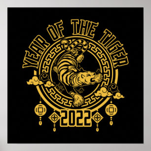 Poster Ano Chinês da Silhueta Tiger 2022