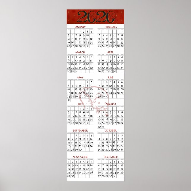 Poster Ano Chinês do Calendário do Rat 2020 (Frente)