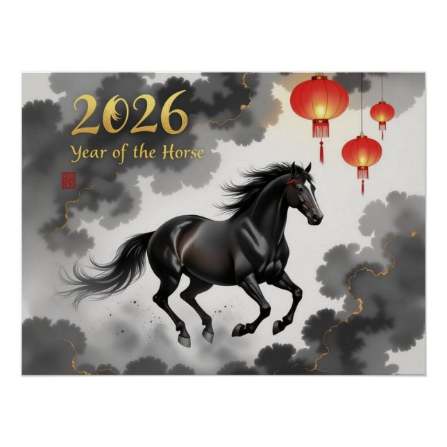 Pôster Ano Chinês do Cavalo 2026 (Frente)