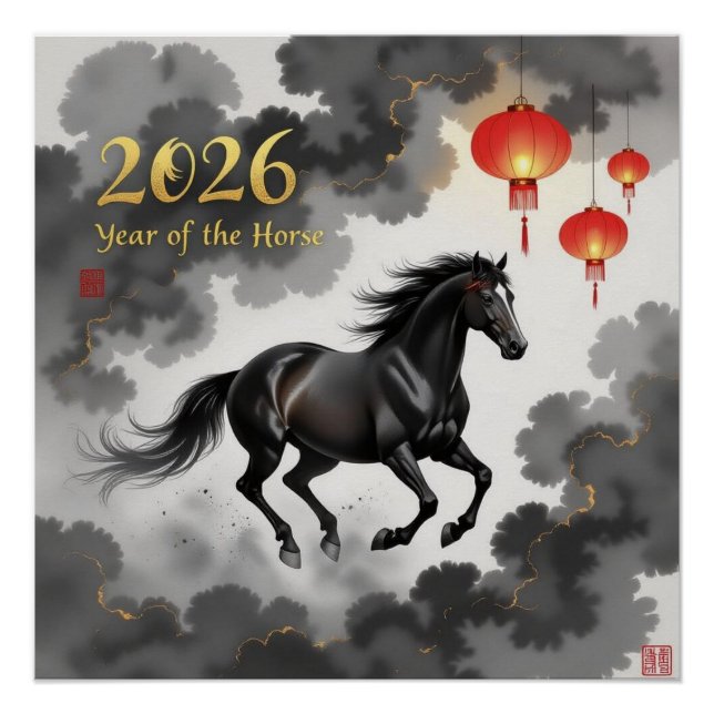 Pôster Ano Chinês do Cavalo 2026 (Frente)