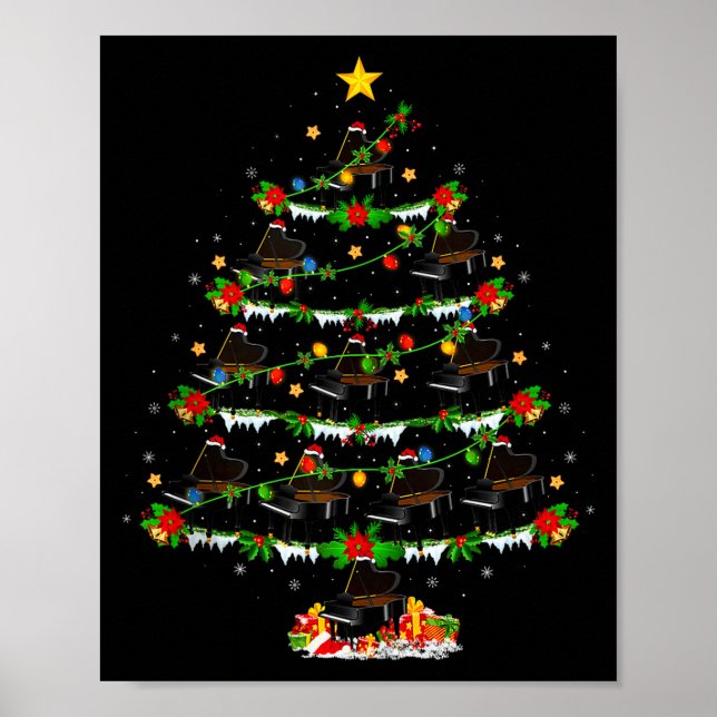 Poster Ano Christmas Tree Lights Music Lover Musical Xmas (Frente)