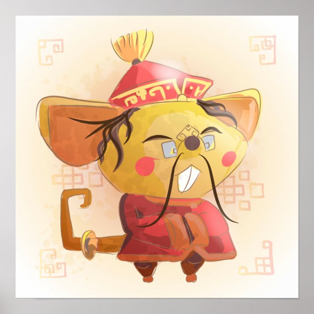 Poster Ano de Aquarela do Rato, Estudioso (Frente)