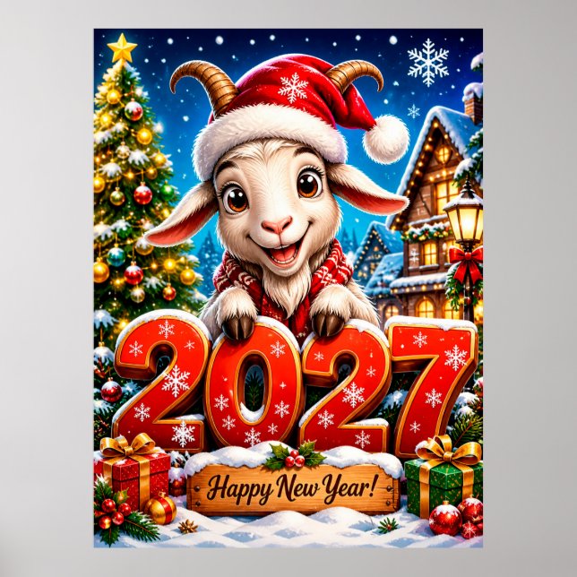 Poster Ano do Bode 2027 Parede de Ano Novo (Frente)