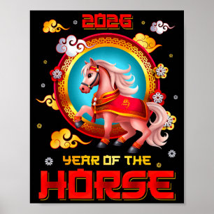 Poster Ano do Cavalo 2026 Feliz Ano Novo Chinês 2026