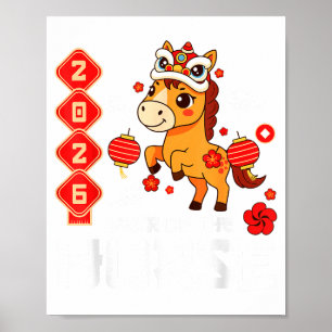 Poster Ano Do Cavalo 2026 Fofo Kawaii Ano Novo Chinês
