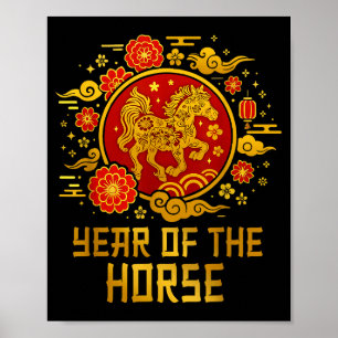 Poster Ano do Cavalo Ano Novo Chinês 2026 Zodíaco Hor