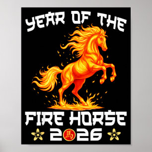 Poster Ano Do Cavalo De Fogo Ano Novo Chinês 2026 Zodia
