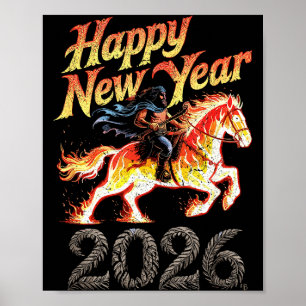 Poster Ano do Cavalo de Fogo – Ano Novo do Zodíaco Chinês