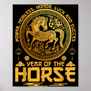 Poster Ano Do Cavalo Zodíaco Feliz Ano Novo Lunar Chinês
