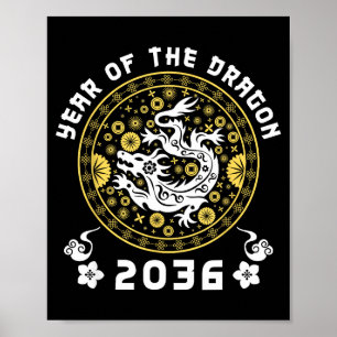 Poster Ano do Dragão 2036 Zodíaco Chinês Ano Novo Lunar