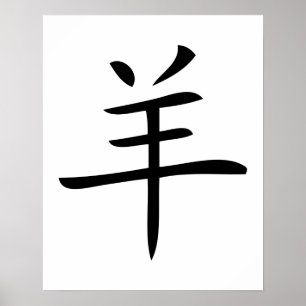 Poster ano do símbolo do chinês dos carneiros